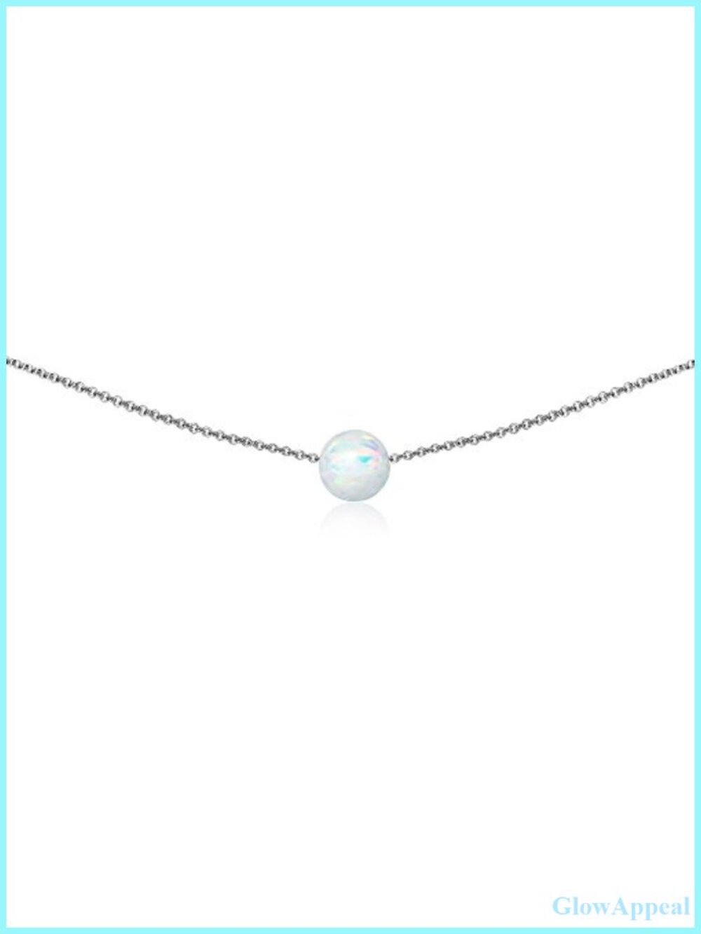 Sterling Silver 8mm Synthetic Opal Bead Choker Necklace with Extender